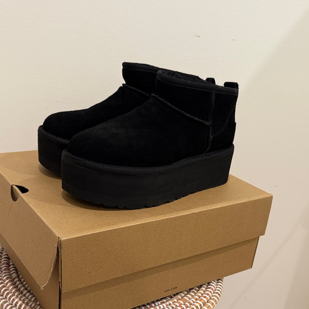 UGG Black Platform Ankle Booties